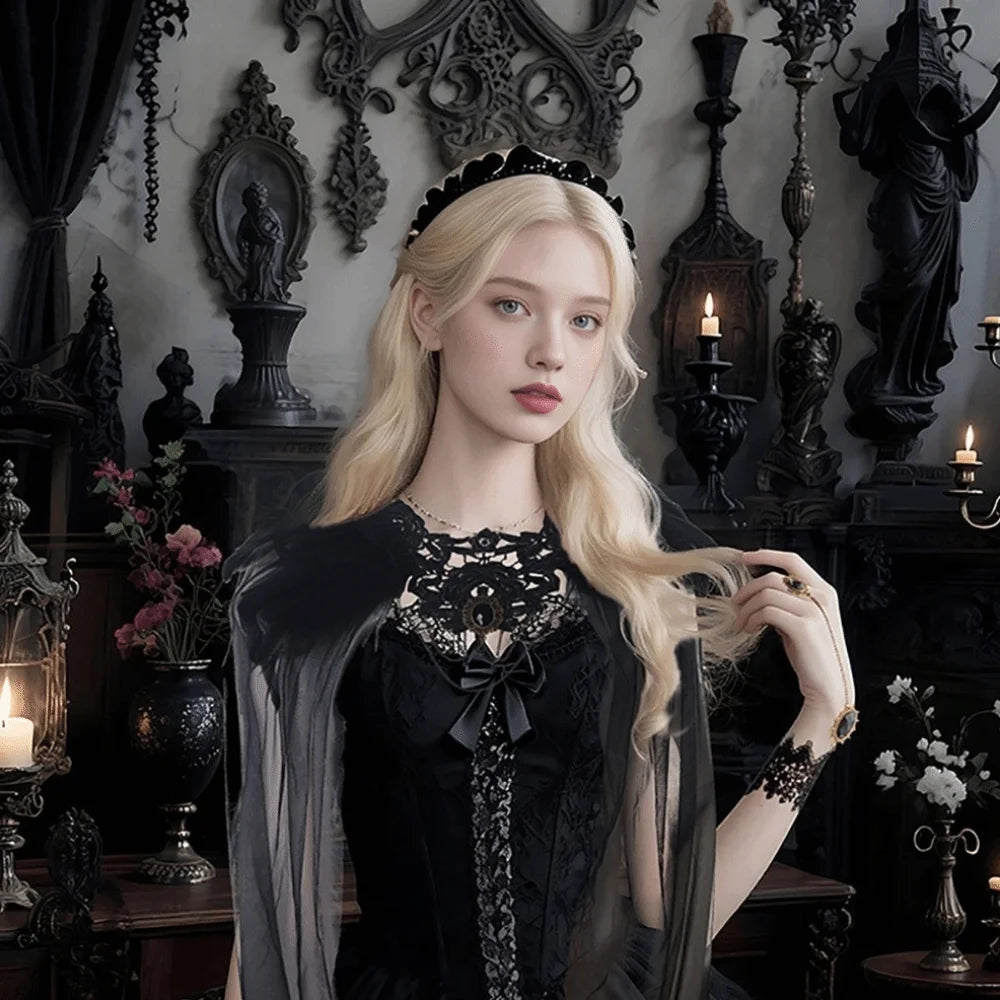 Fashion Gothic Witch Shawl Crystal Funny Halloween Cloak Black Party Tulle Cape Adults