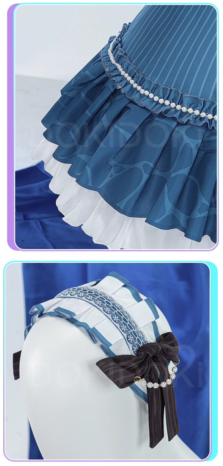 Akiyamaa Mizukii Cosplay Costume Game Cosplay DokiDoki-R Women Cute Blue Lolita Dress Costume Akiyamaa Mizukii Cosplay Christmas