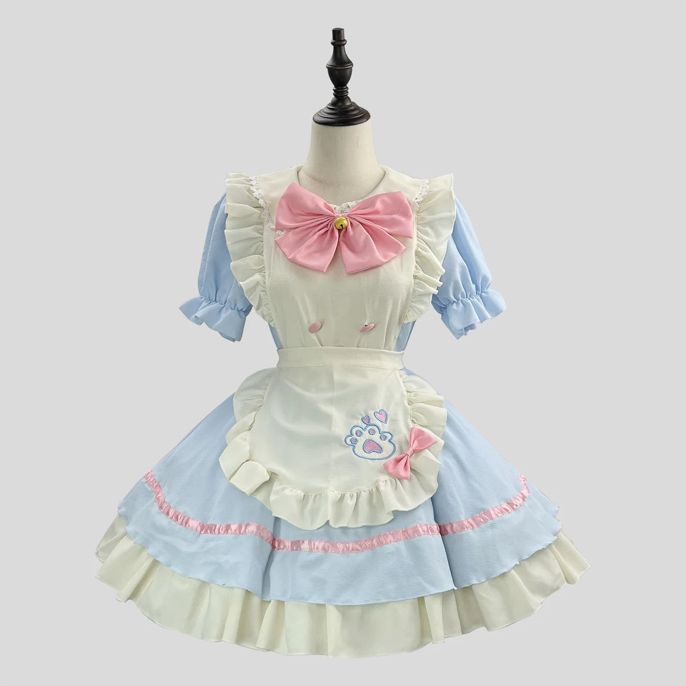 Color Cosplayer Cat Maid Dress Pink Bow Lolita Dress Halloween Party Cosplay Costume Anime Role Disguise Carnival Adult Clothing