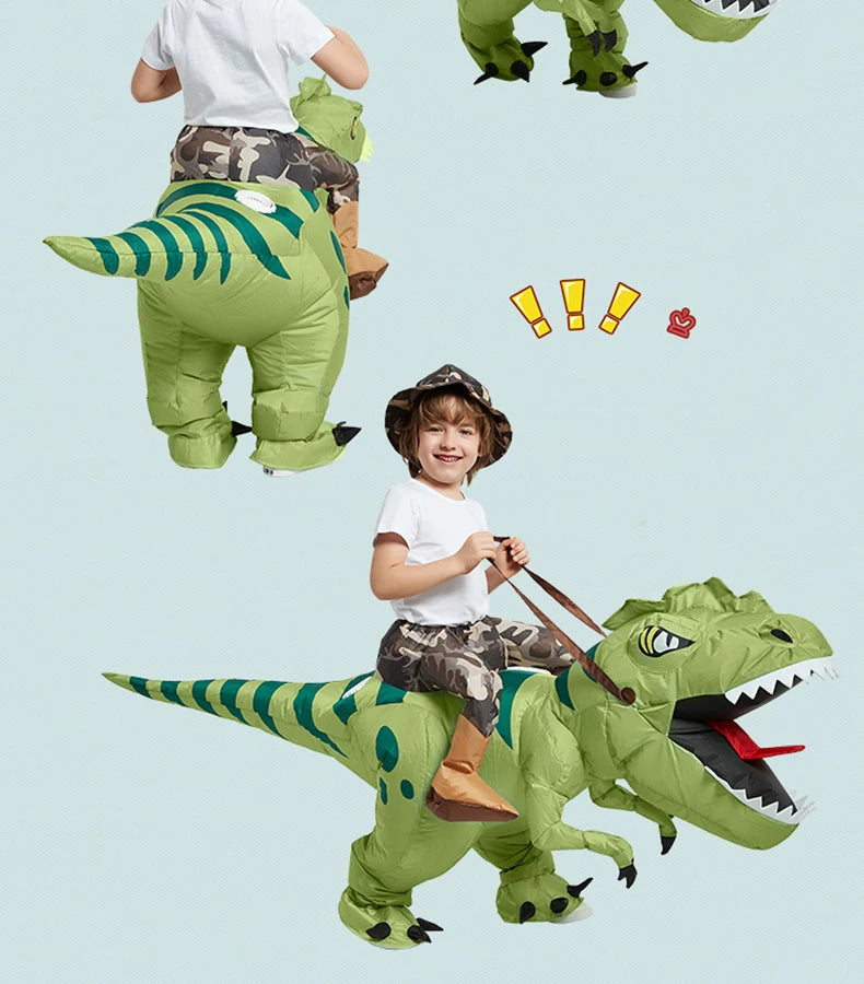 Adult Kids Inflatable Dinosaur Costume Ride On Blow Up T Rex Suit for Halloween Party Cosplay Carnival Performance