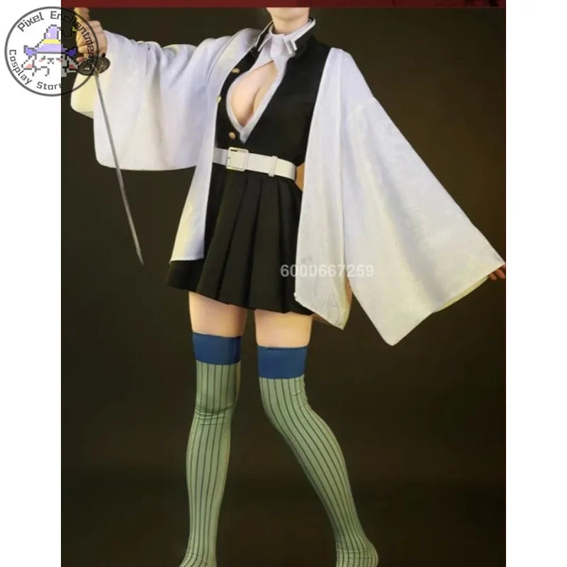 Anime Demon Slayers Kimetsu No Yaiba Kanroji Mitsuri Cosplay Costumes Kisatsutai Love Women Sexy Skirt Uniform Wig Halloween