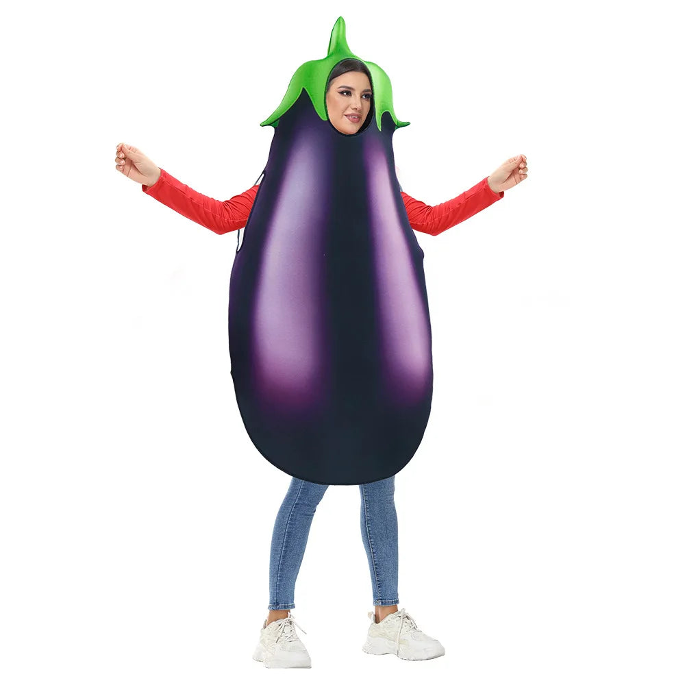 Adult Cosplay Costume Digital Print Eggplant Stage Vegetable Halloween Party Outfit Stage Performance Costume