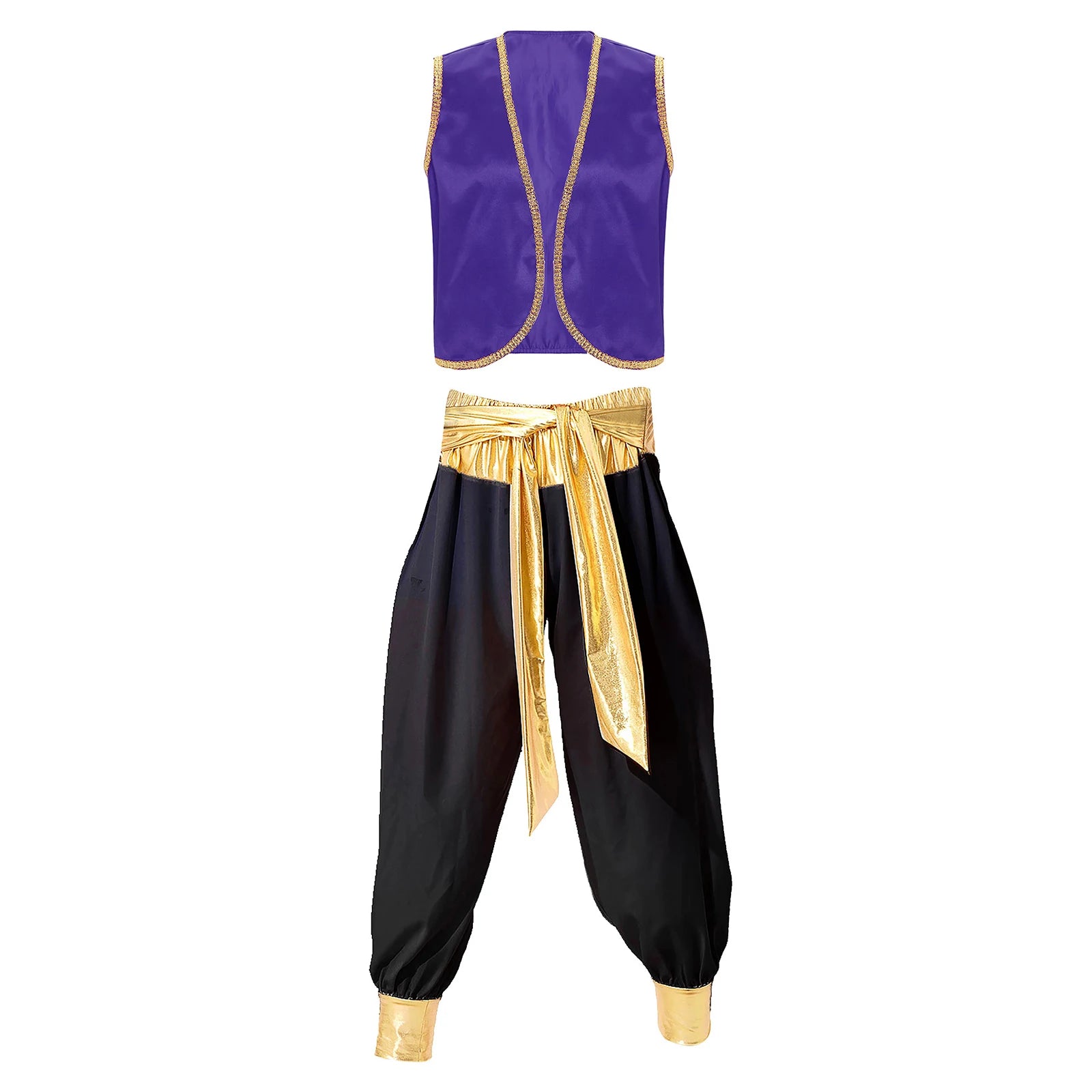 Fantasy Myth Prince Aladin Costume for Adults Sleeveless Waistcoat And Pants Stage Outfit for Halloween Themed Parties Cosplay