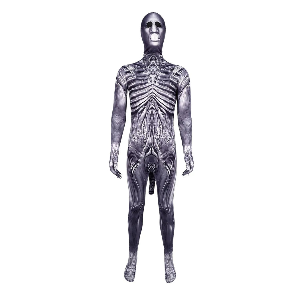 Adult Alien Xenomorph Costume Sci-Fi Movie Monster Halloween Space Monster Costume for Kids Cosplay Party Jumpsuit Dress Up Set