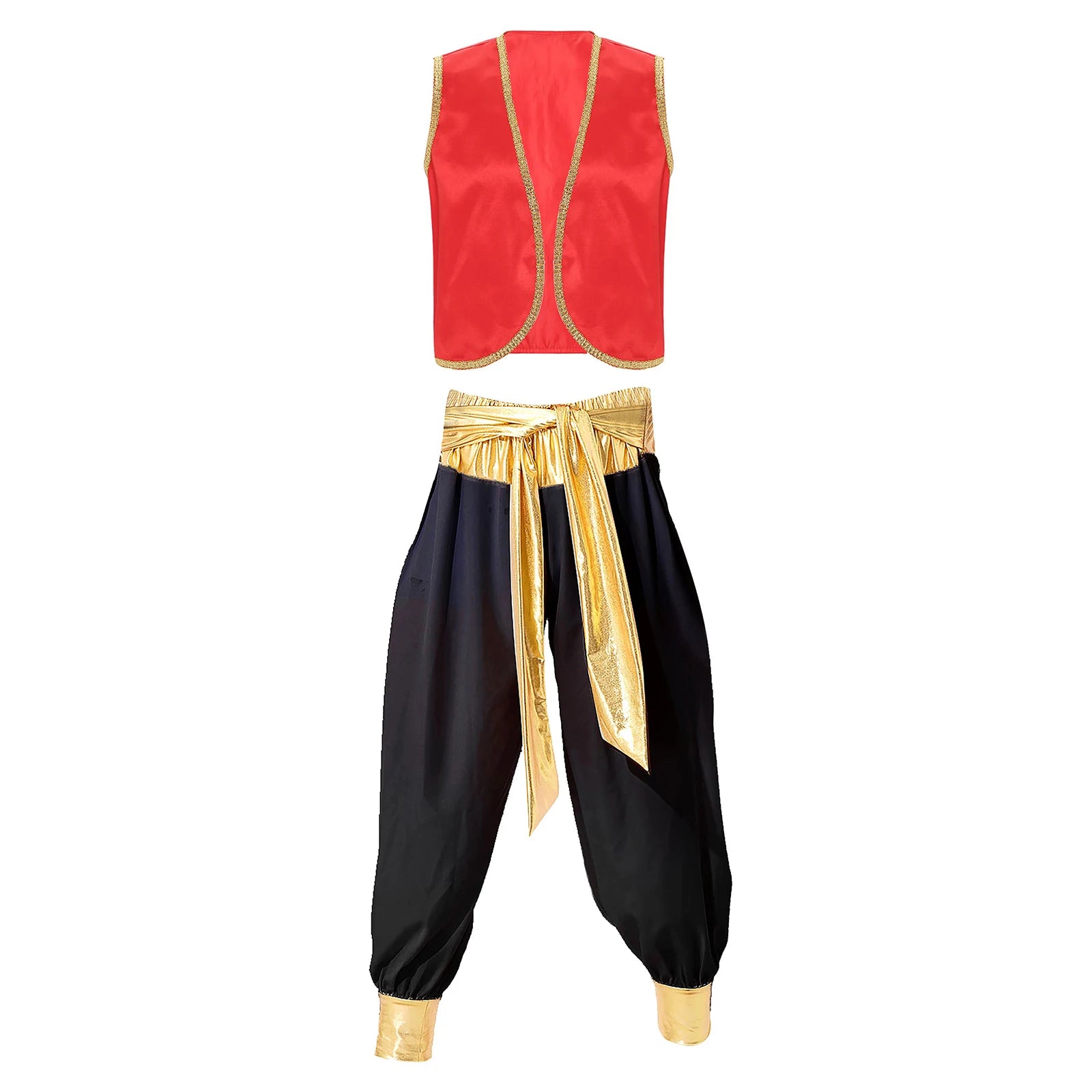 Fantasy Myth Prince Aladin Costume for Adults Sleeveless Waistcoat And Pants Stage Outfit for Halloween Themed Parties Cosplay
