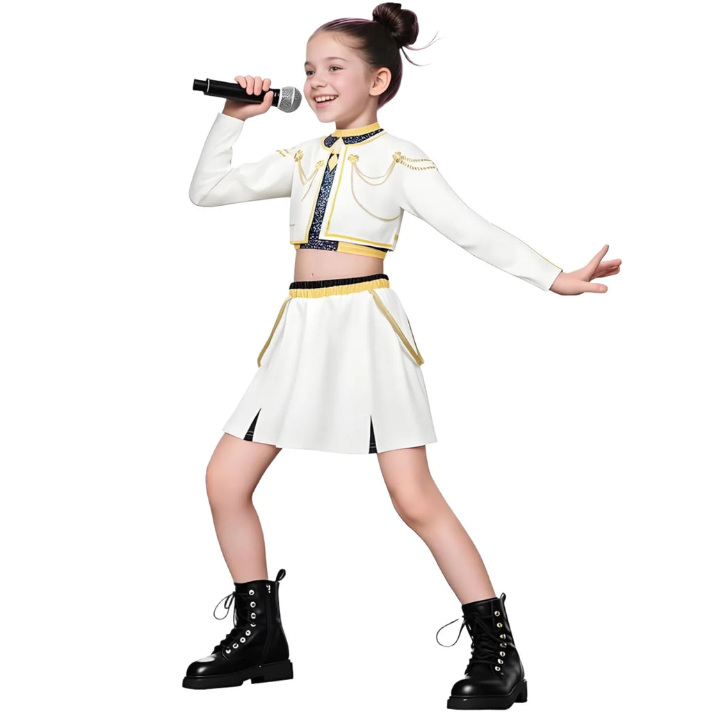 2025 Huntrix Zoey Mira Cosplay Costume for Girls Wig Mask Singing Suits K Pop Demon Hunters Uniform Kids Halloween Party Outfits