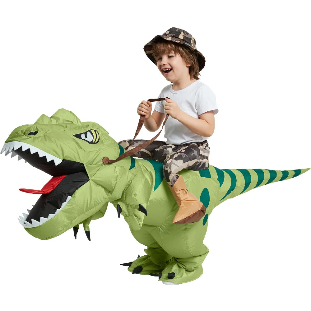 Adult Kids Inflatable Dinosaur Costume Ride On Blow Up T Rex Suit for Halloween Party Cosplay Carnival Performance