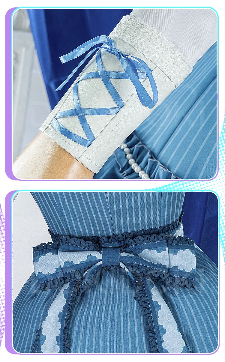 Akiyamaa Mizukii Cosplay Costume Game Cosplay DokiDoki-R Women Cute Blue Lolita Dress Costume Akiyamaa Mizukii Cosplay Christmas