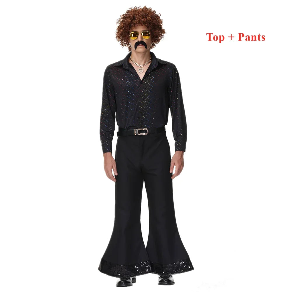 Adult Men 70s 80s Hippie Costume Retro Music Festival Disco Cosplay Party Halloween Fancy Dress
