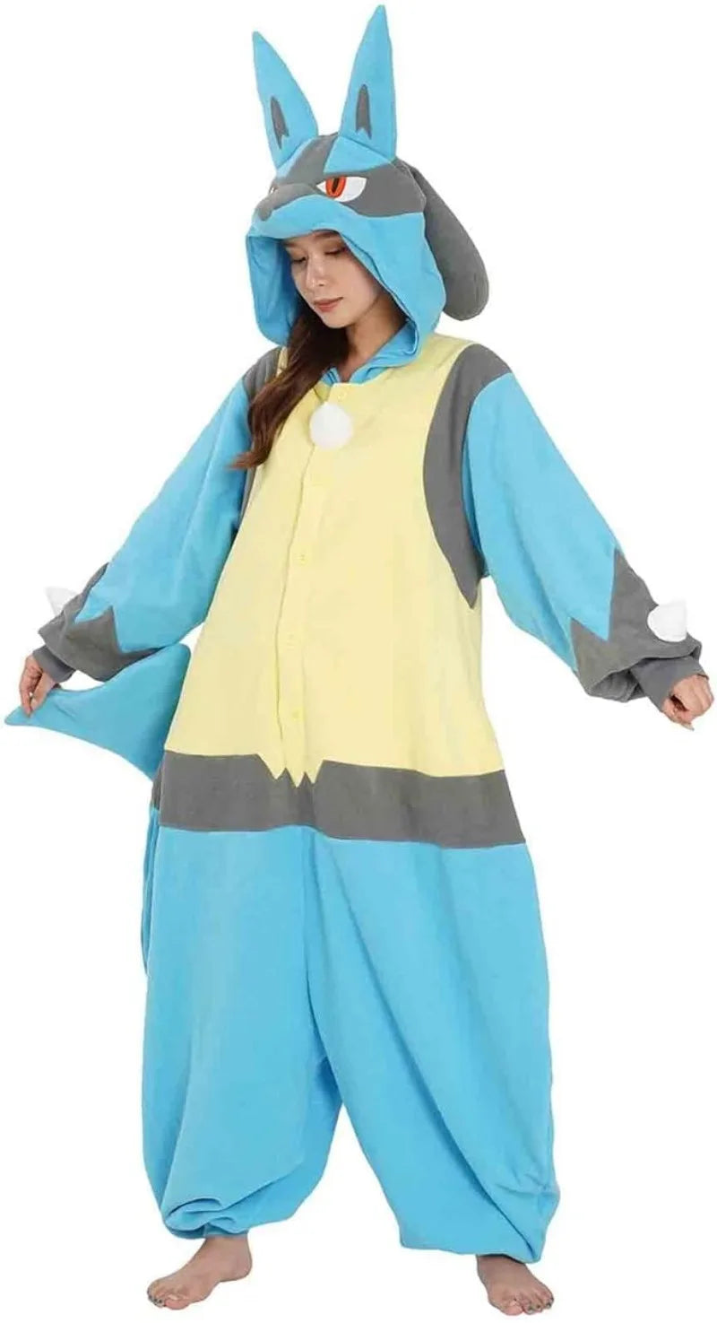 Adult Anime Cosplay Costume XLSize Lucario Onesies Kigurumi Pajamas Fleece Pijama Christmas Halloween Party Pyjama Outfit Gift
