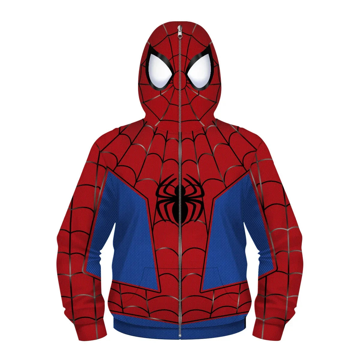 Anime Spiderman /Iron Man Full Zipper Hoodies Cosplay Costume Kids Boys Girls Superhero Cartoon Print Hooded Sweatshirts Outwear