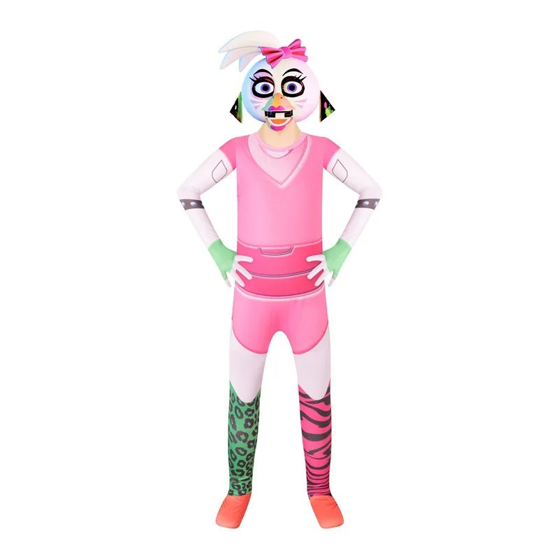 Anime Sundrop FNAF Sun clown Cosplay Clothing Boys Girls Bodysuit With mask Carnival Party Jumpsuit Halloween Costumes for Kids