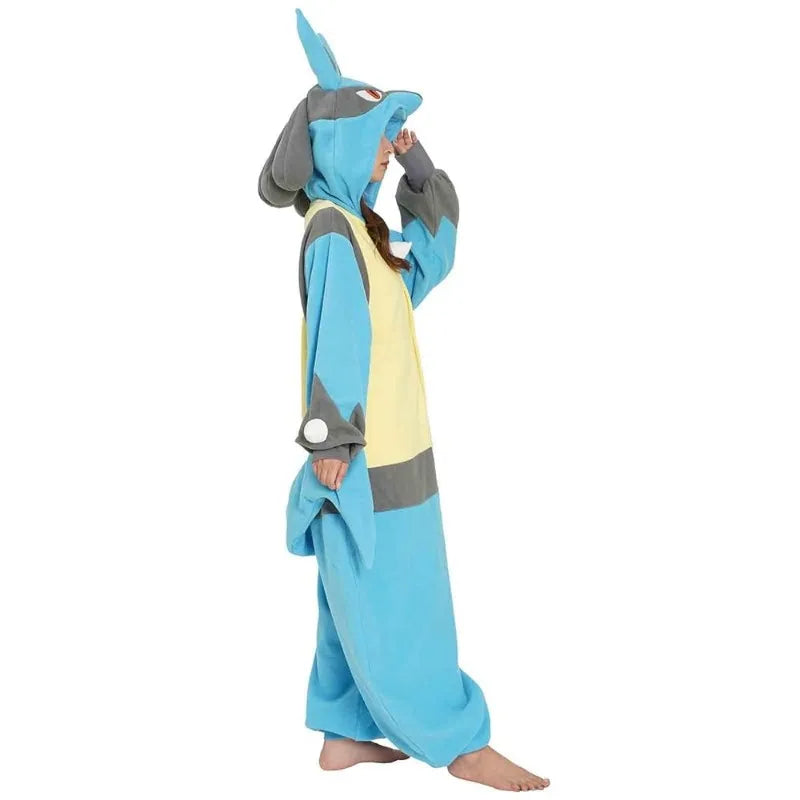 Adult Anime Cosplay Costume XLSize Lucario Onesies Kigurumi Pajamas Fleece Pijama Christmas Halloween Party Pyjama Outfit Gift