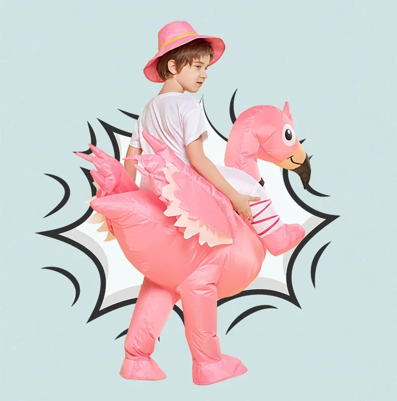 Adult Kids Pink Flamingo Inflatable Costume Halloween Christmas Carnival Children's Day Holiday Party Cosplay Birthday Gift