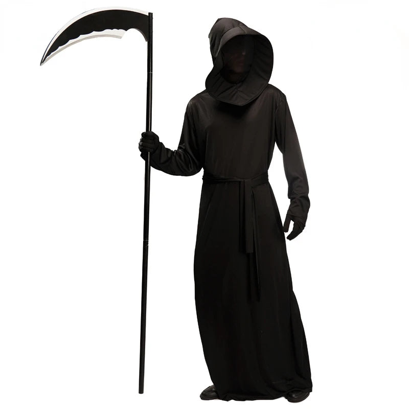 Halloween Cosplay Costume Black Devil Cape Headgear Death Robe Men Women Party Props Stage Show Accessories