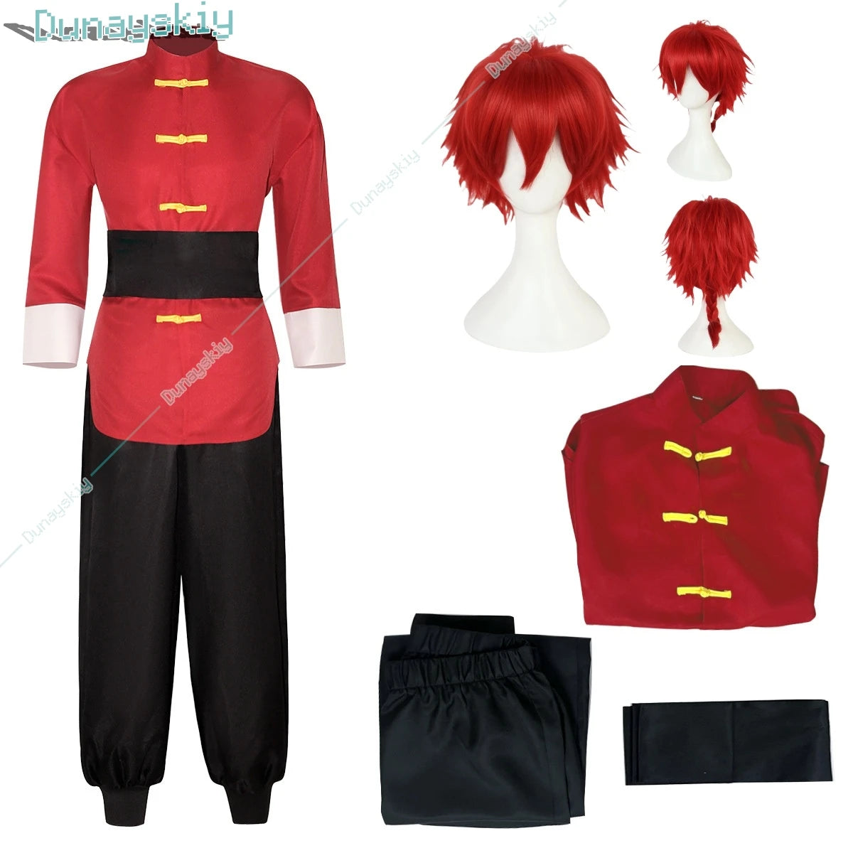 Anime Ranma 1/2 Tendou Akane Cosplay Costume Chinese Style Red Uniform Halloween Carnival Party Suit Men Women Role Play Outfits