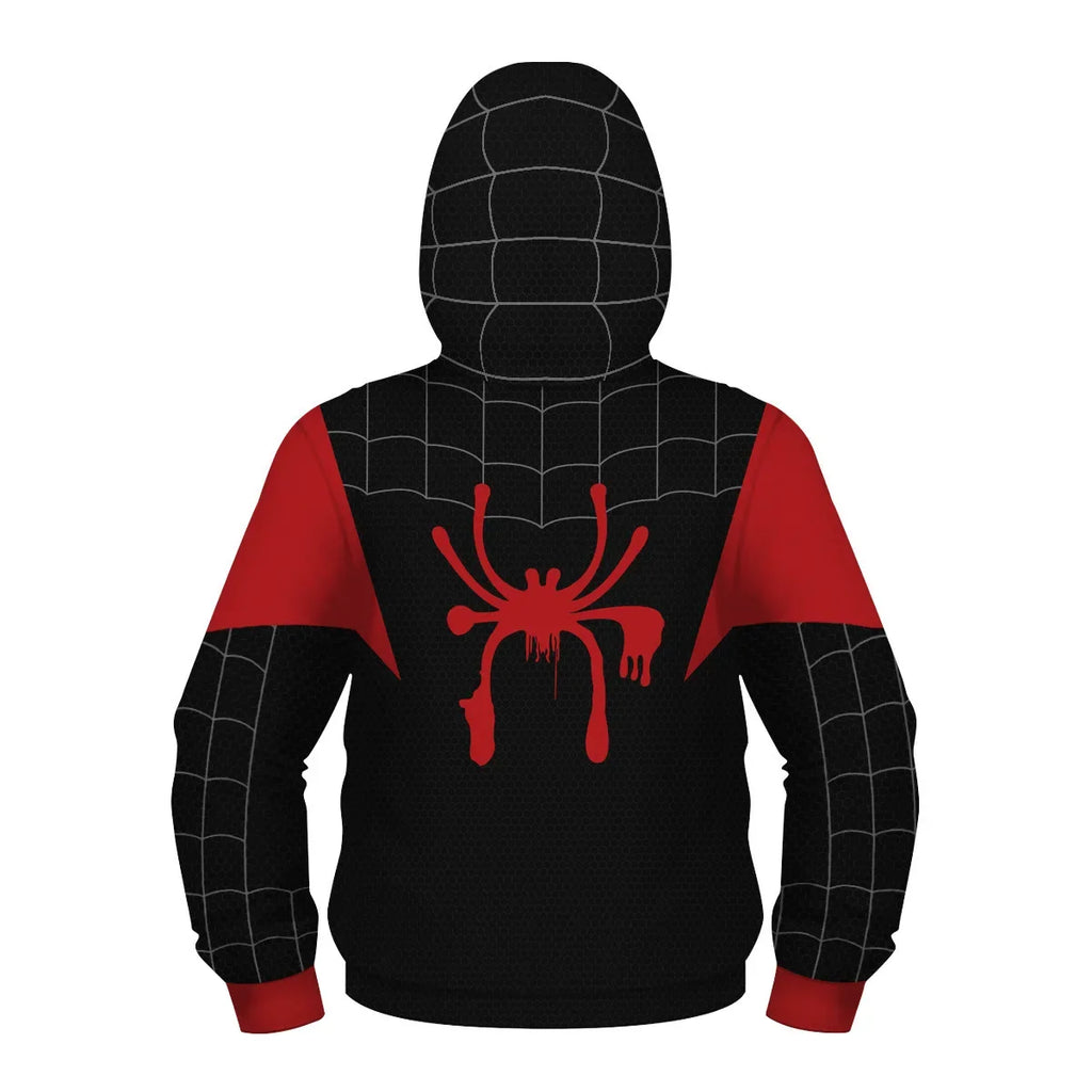 Anime Spiderman /Iron Man Full Zipper Hoodies Cosplay Costume Kids Boys Girls Superhero Cartoon Print Hooded Sweatshirts Outwear
