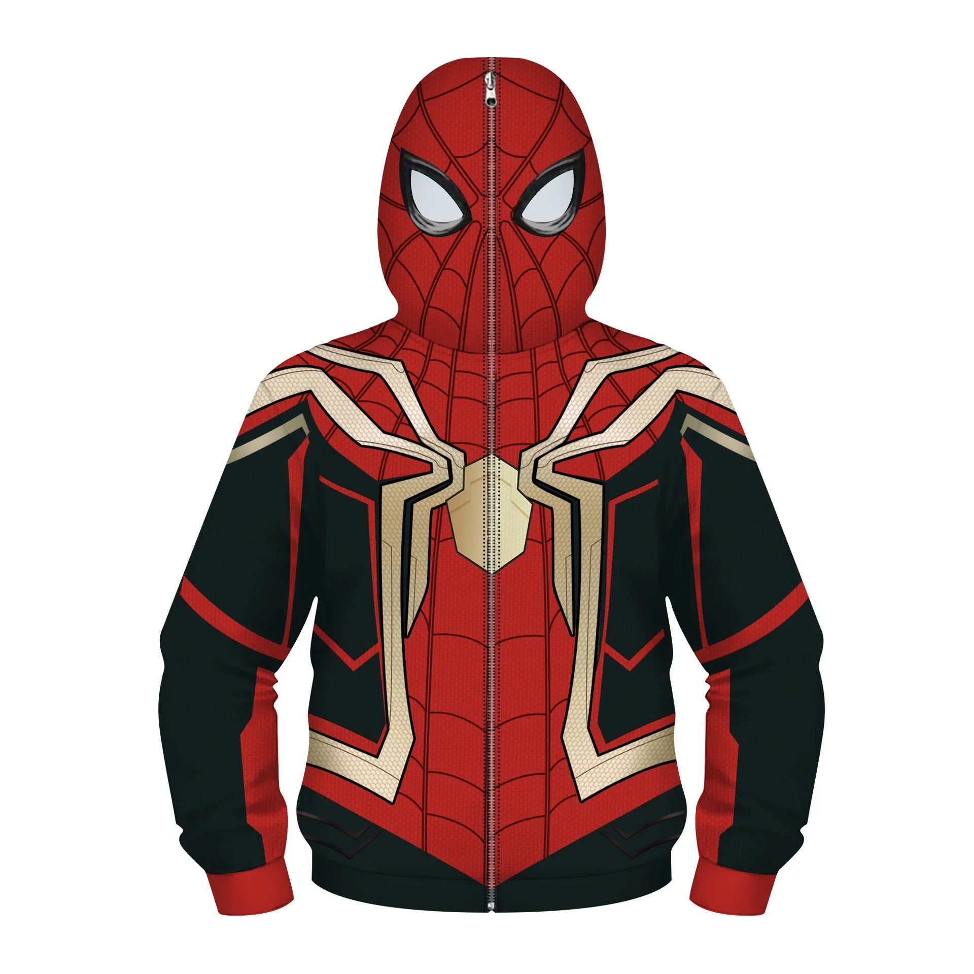 Anime Spiderman /Iron Man Full Zipper Hoodies Cosplay Costume Kids Boys Girls Superhero Cartoon Print Hooded Sweatshirts Outwear