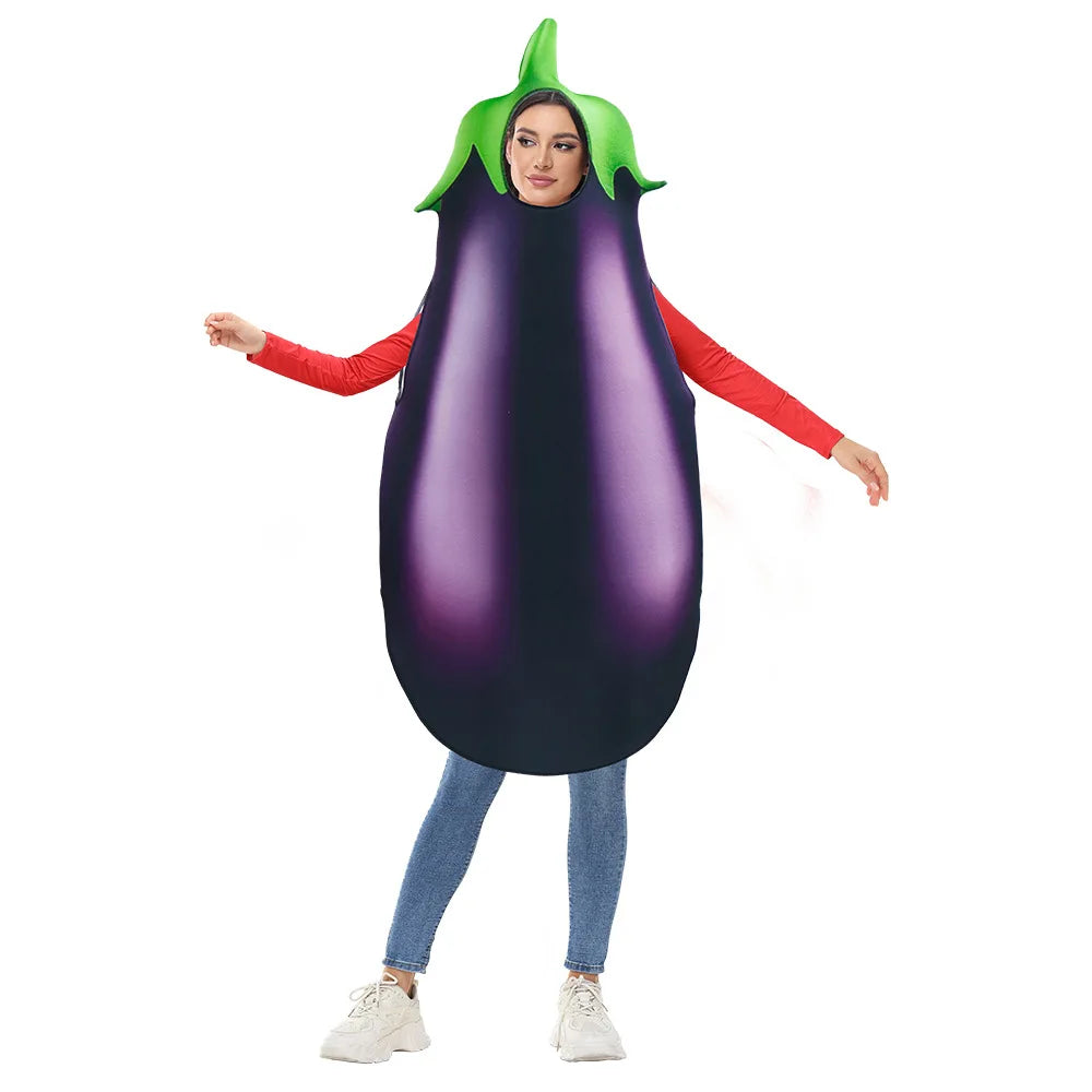 Adult Cosplay Costume Digital Print Eggplant Stage Vegetable Halloween Party Outfit Stage Performance Costume