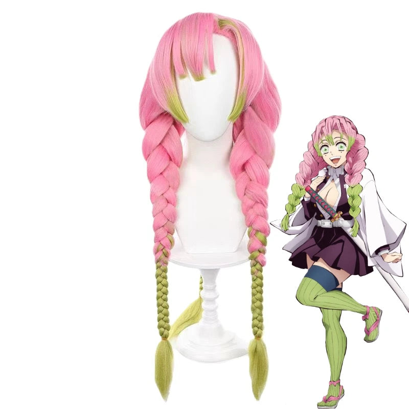 Anime Demon Slayers Kimetsu No Yaiba Kanroji Mitsuri Cosplay Costumes Kisatsutai Love Women Sexy Skirt Uniform Wig Halloween