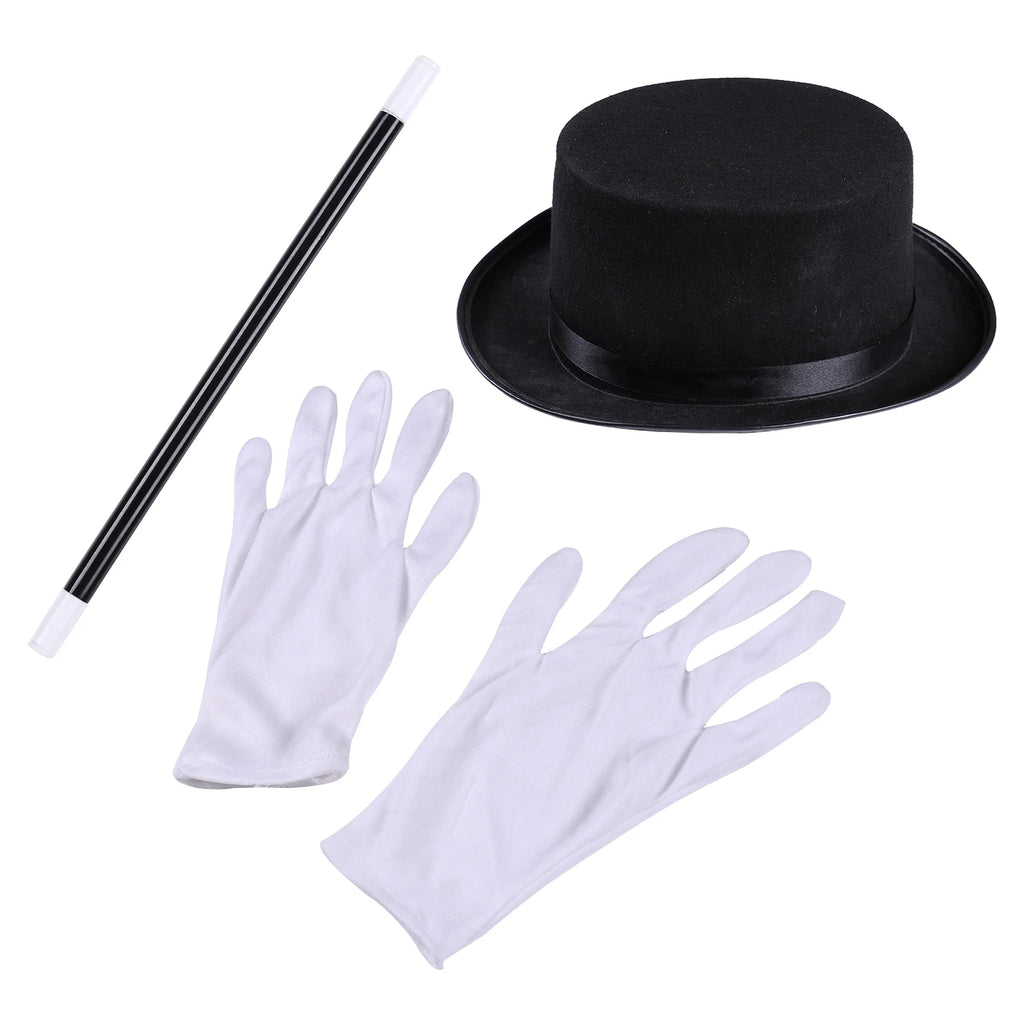 Boys Girls Halloween Circus Ringmaster Cosplay Performance Costume Long Sleeve Tassel Tailcoat with Hat Magic Wand Gloves Set