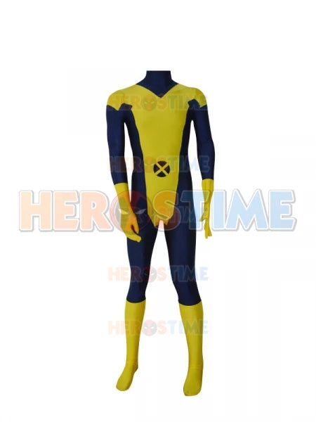 Cyclops Cosplay Costume Navy Blue and Yellow Spandex Zentai Costume Superhero Suit halloween costumes