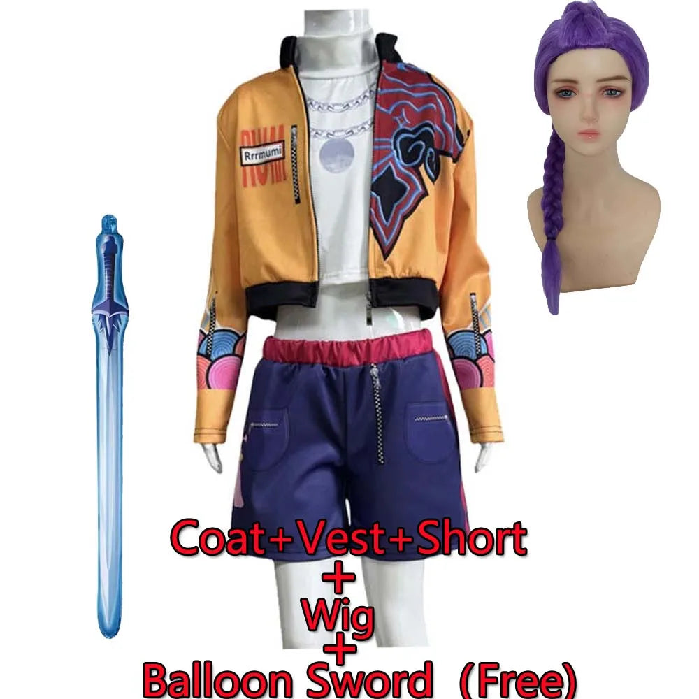 Children's Skirt Sets Kpop Demon Hunters Girls Halloween Christmas Party Rumi Carnival Cosplay Costume Suits Balloon Sword Free