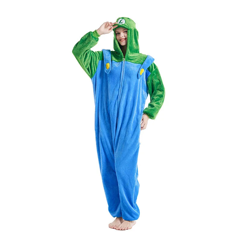 Anime Adult Cosplay Halloween Costumes Super Brother Mari Bros Onesies Jumpsuit Xmas Carnival Funny Children Pajamas Kigurumi