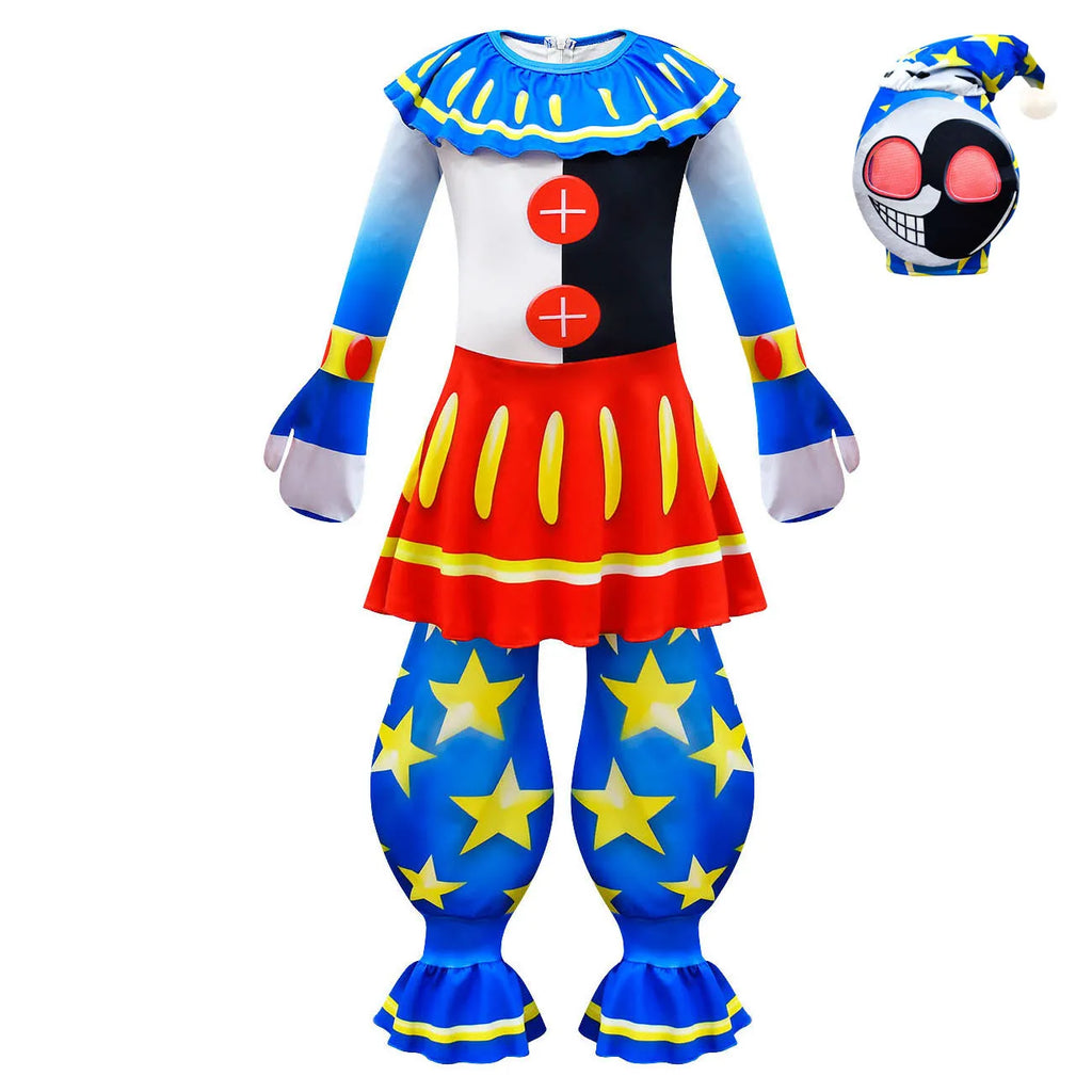 Anime Sundrop FNAF Sun clown Cosplay Clothing Boys Girls Bodysuit With mask Carnival Party Jumpsuit Halloween Costumes for Kids
