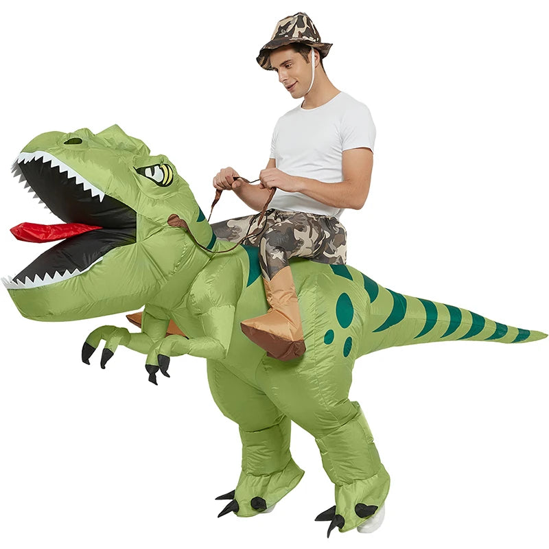 Adult Kids Inflatable Dinosaur Costume Ride On Blow Up T Rex Suit for Halloween Party Cosplay Carnival Performance