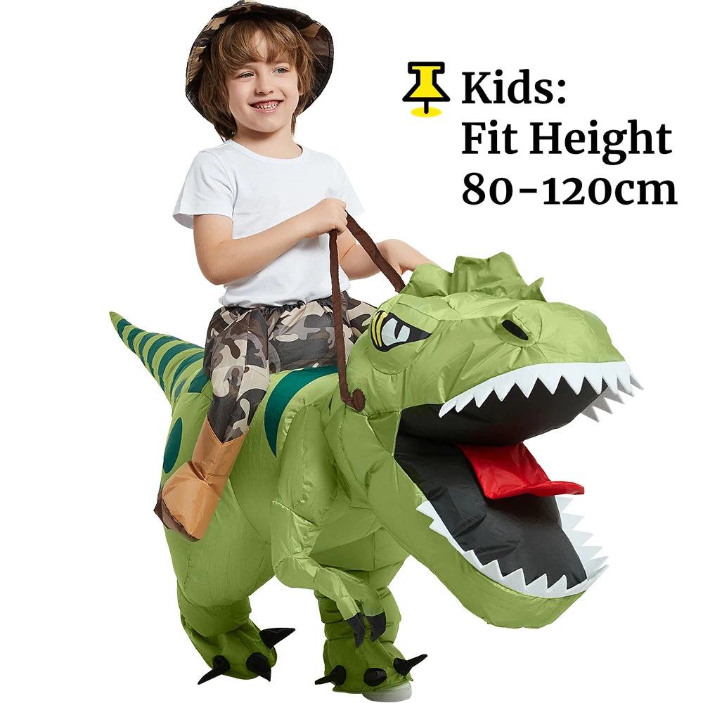 Adult Kids Inflatable Dinosaur Costume Ride On Blow Up T Rex Suit for Halloween Party Cosplay Carnival Performance