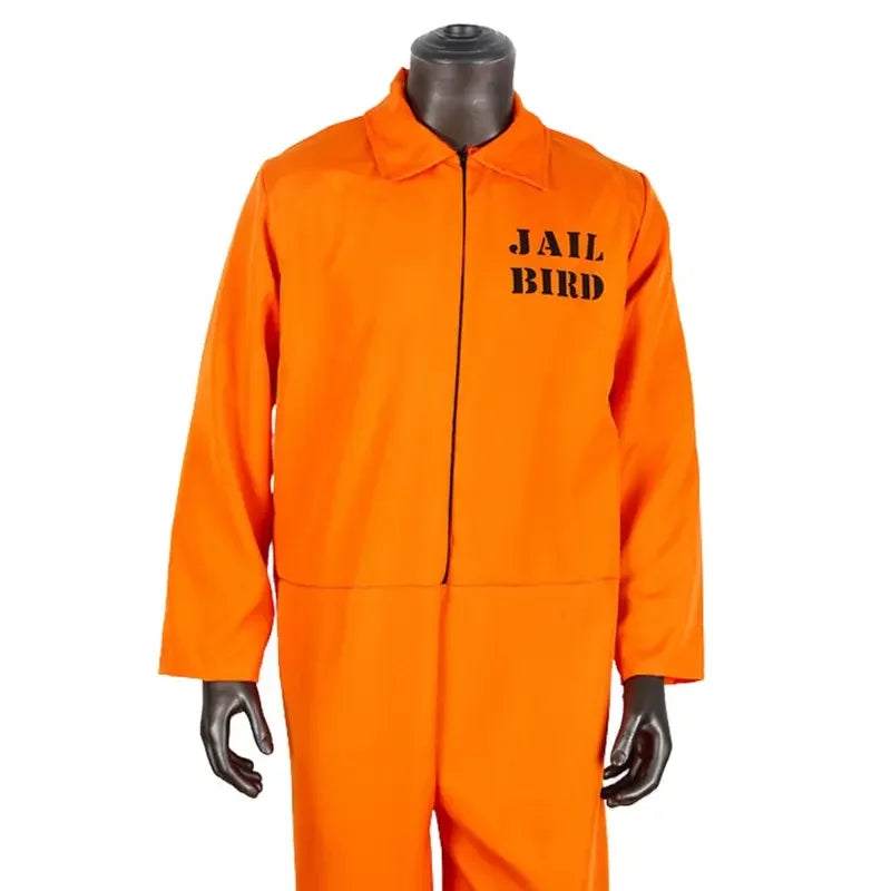 Adult Carnival Orange Prisoner Costume Men Women Prisoner Cosplay Jumpsuit Roleplay Outfits Fantasy Halloween Carnival Costume