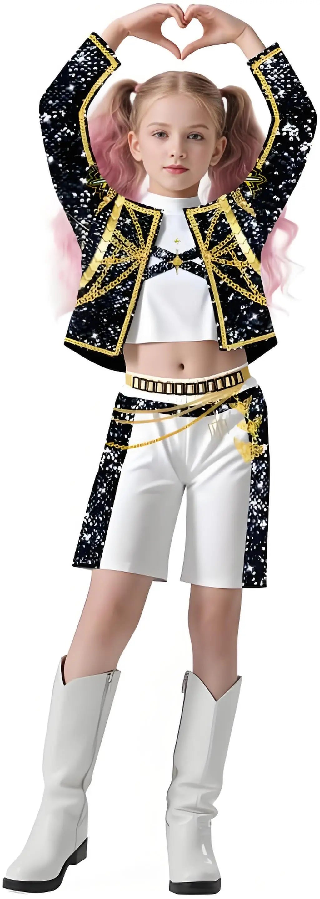 2025 KPop Demon Hunters Cosplay Rumi Zoey Mira Costume Wig Women Black Golden Cool Suit Halloween Party Role Playing Outfit