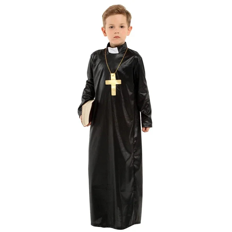 Christian Missionary Father Priest Costume For Boys Nun Costumes For Girls Kids Child Easter Purim Halloween Fancy Dress