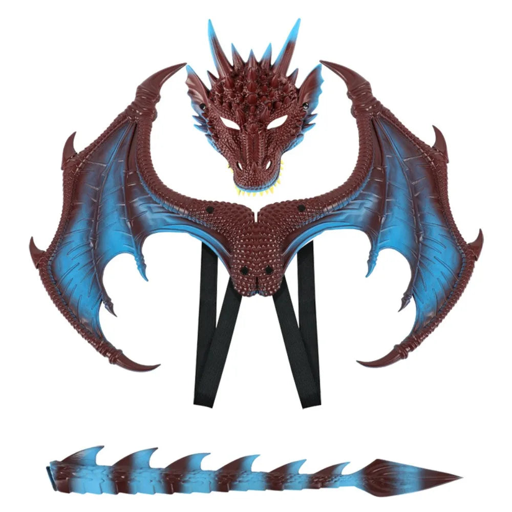 Cosplay Dragon Wing Tail Mask Set Role Playing Anime Halloween Ultra Light Dragon Set Dress Up Animal Halloween Costumes Party