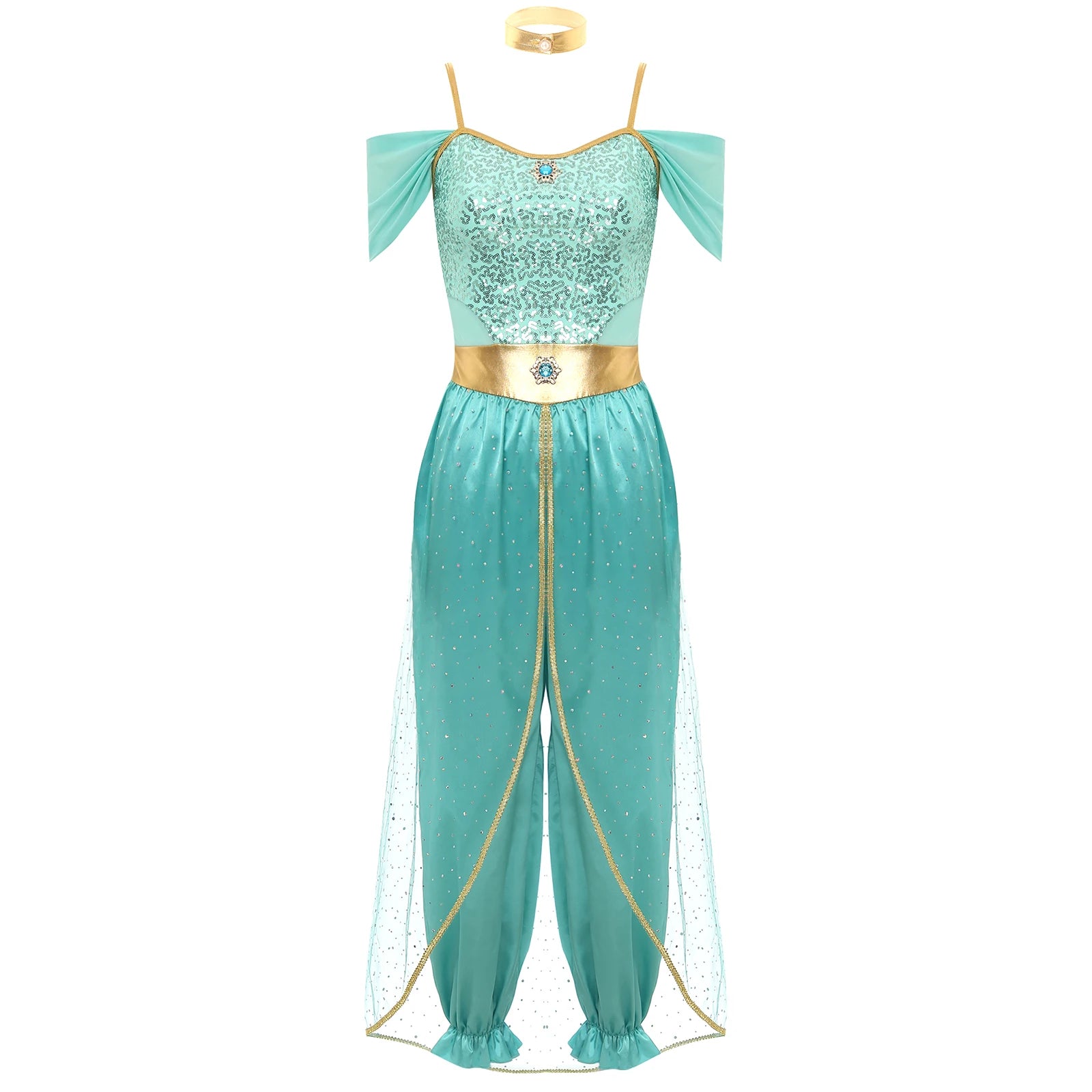 Festival Arabian Princess Costumes Indian Dance Embroider Bollywood Jasmines Costume Party Halloween Cosplay Jasmines Outfit
