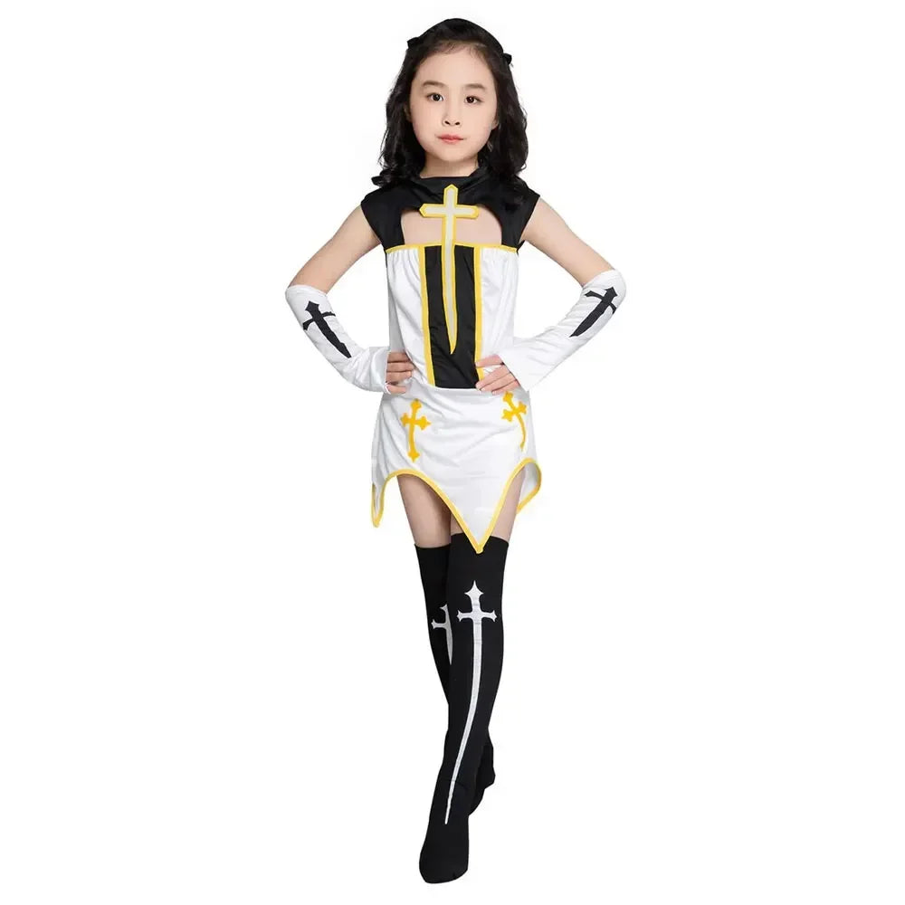Christian Missionary Father Priest Costume For Boys Nun Costumes For Girls Kids Child Easter Purim Halloween Fancy Dress