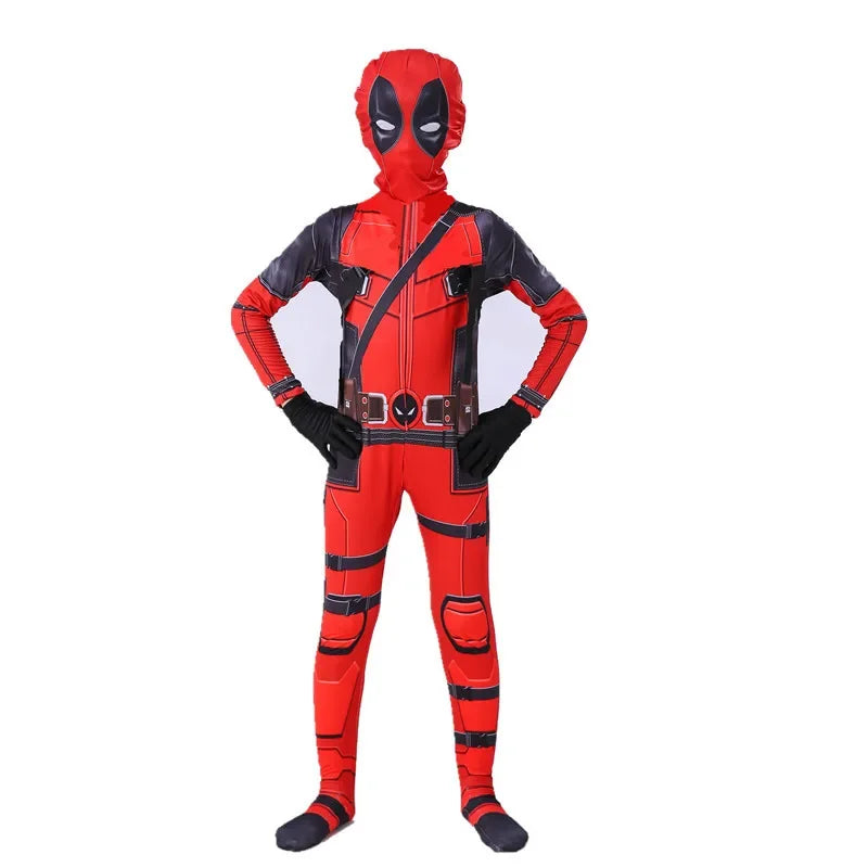 35-70in Adult Deadpool Costume Men Kids Cosplay Spider-Man Jumpsuit Black PantherAccessories Superhero Halloween Costume Child