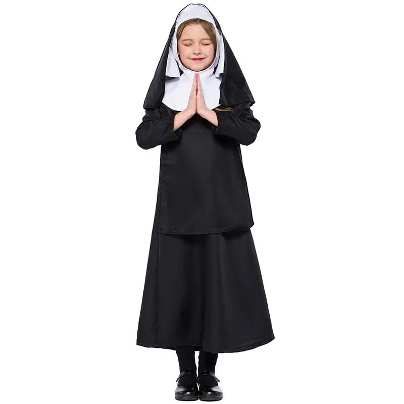 Christian Missionary Father Priest Costume For Boys Nun Costumes For Girls Kids Child Easter Purim Halloween Fancy Dress