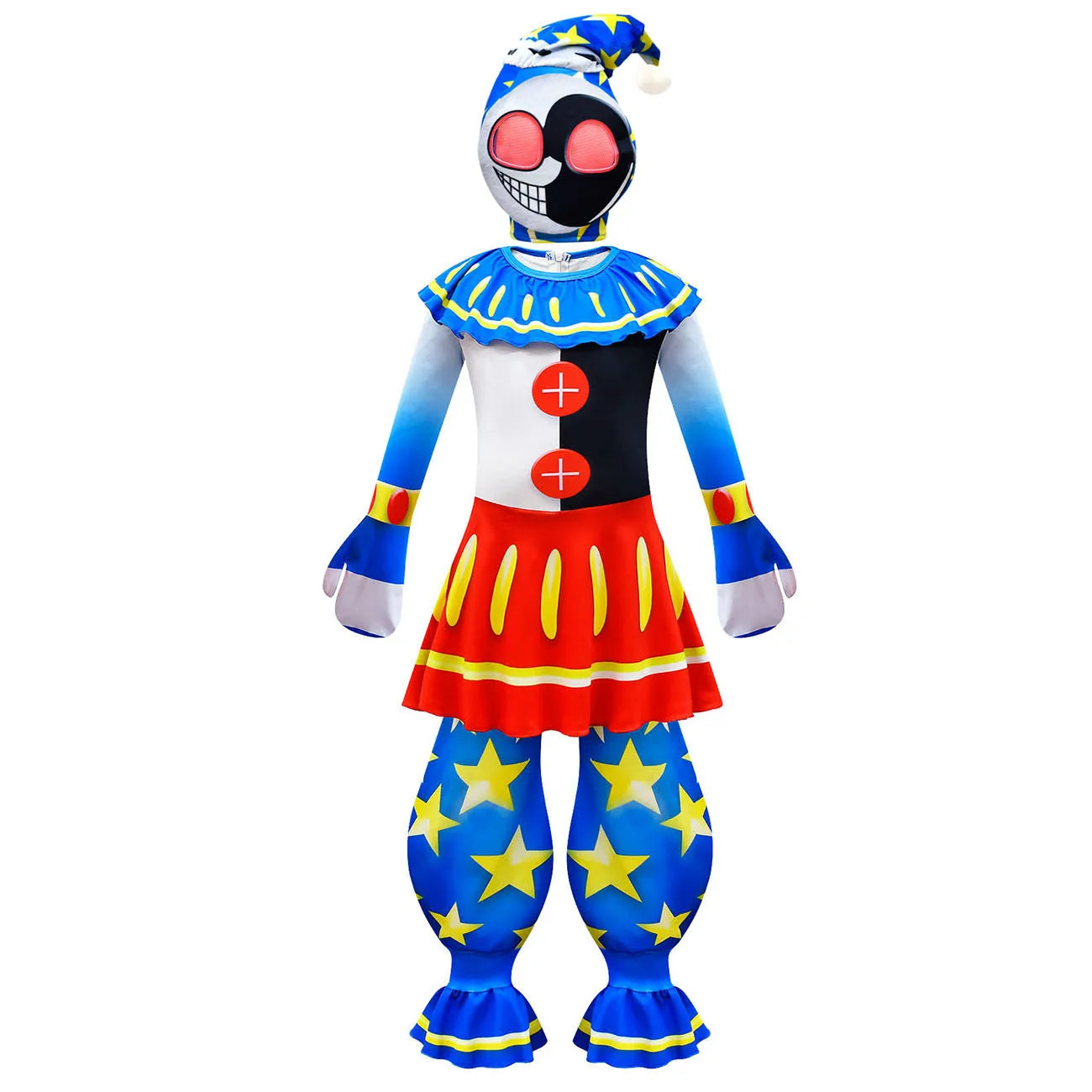 Anime Sundrop FNAF Sun clown Cosplay Clothing Boys Girls Bodysuit With mask Carnival Party Jumpsuit Halloween Costumes for Kids