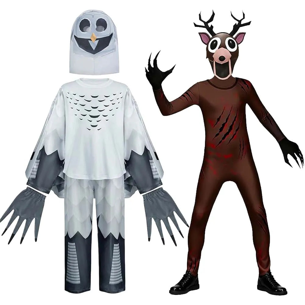 Fancy Halloween Costume for Kids 99 Nights in The Forest Deer Jumpsuit Cosplay Nightmare Forest Owl Anime Christmas Gift for Kid