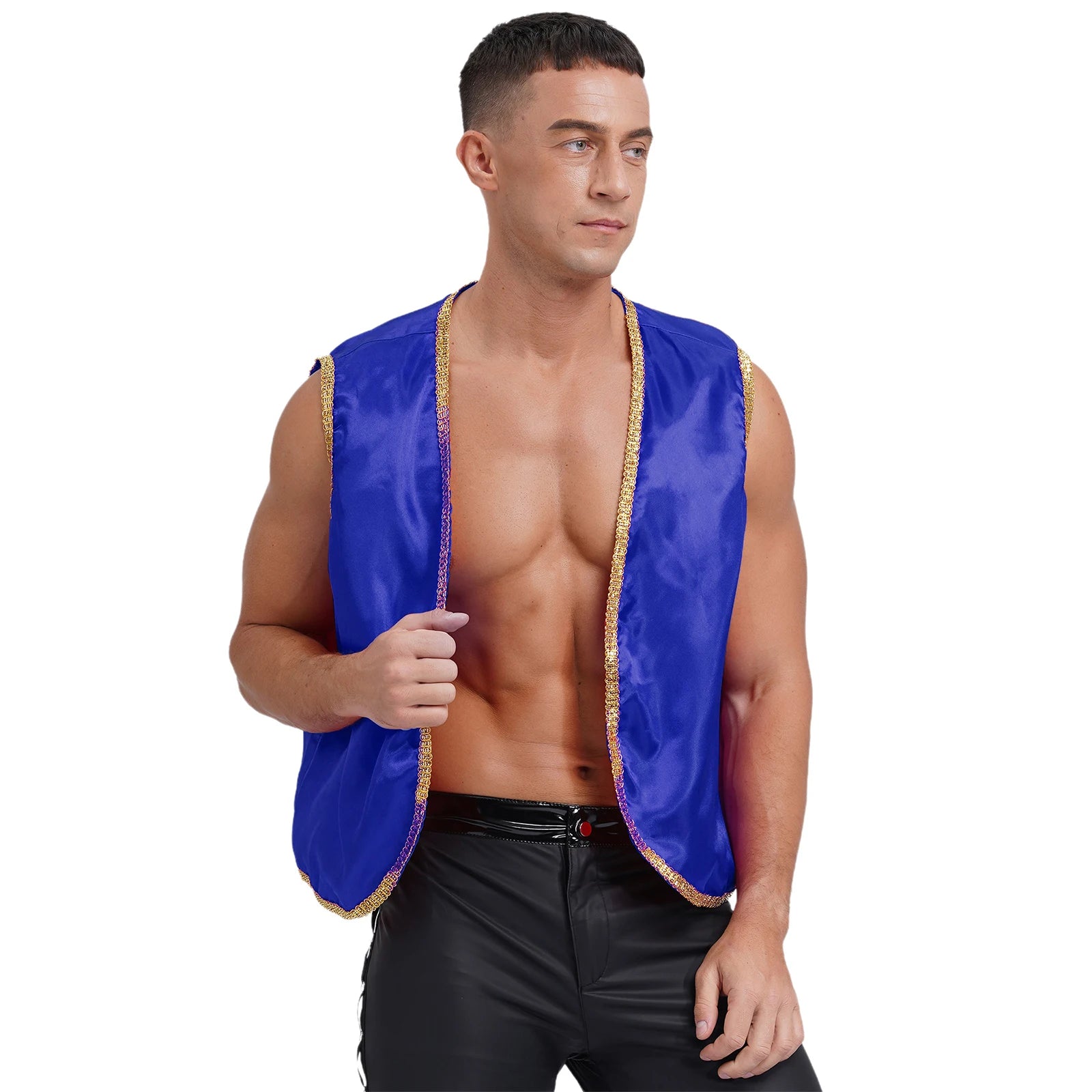 Fantasy Myth Prince Aladin Costume for Adults Sleeveless Waistcoat And Pants Stage Outfit for Halloween Themed Parties Cosplay