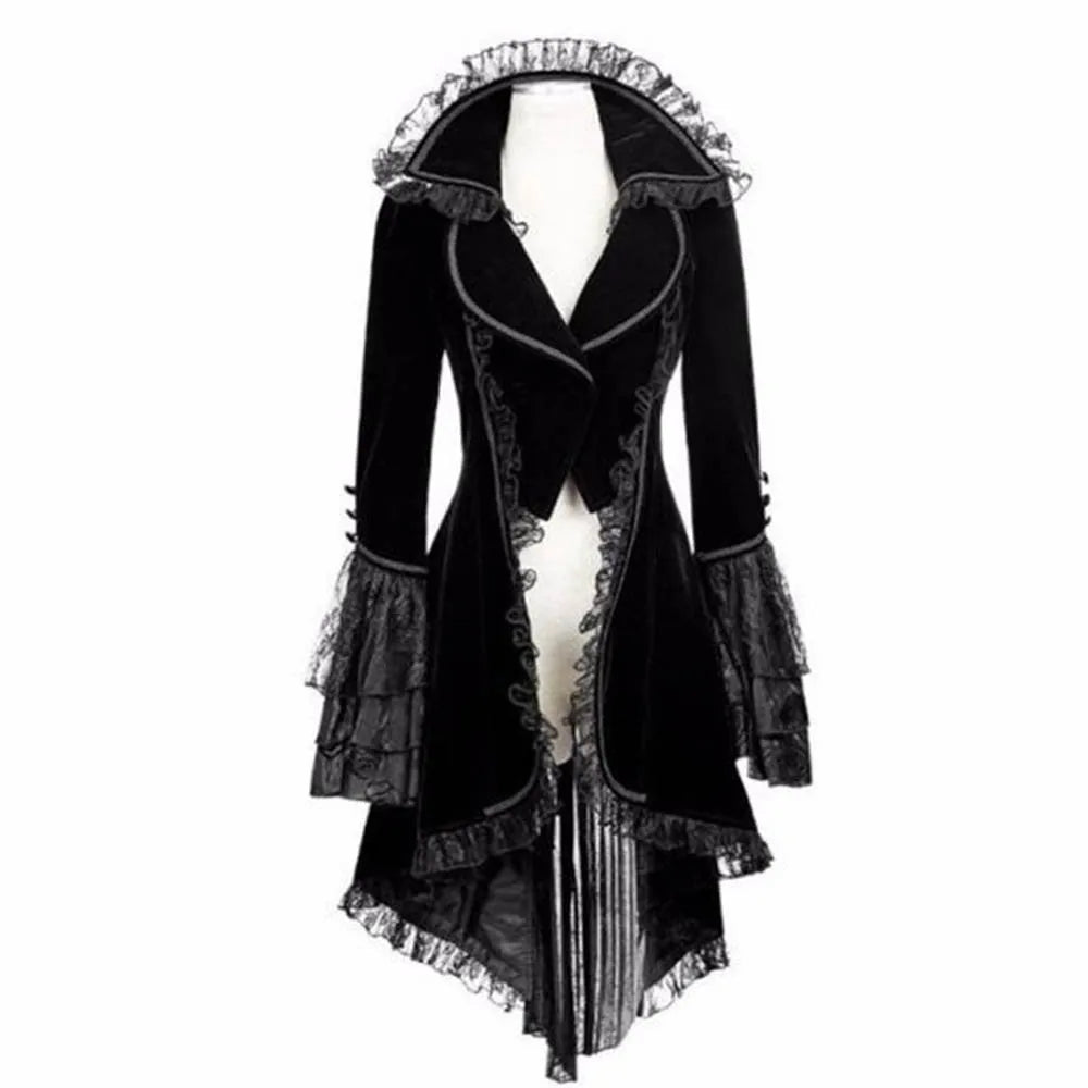 Medieval Steampunk Victorian Gothic Jacket Women Noble Court Vintage Halloween Dress Carnival Party Cosplay Costume Lace Coats